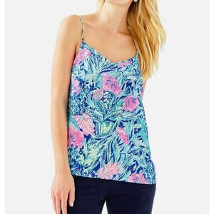 Lilly Pulitzer Margaery Cami Small Lapis Lazuli Blooms‎ Floral Tropical Vacation